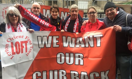 Leyton Orient fans outside court in London, where the club faced a winding-up petition.