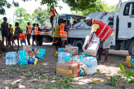 Red Cross field officers distribute relief to communities in Vanuatu