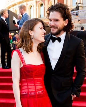 Kit Harington and fiancee Rose Leslie at this year’s Olivier awards.