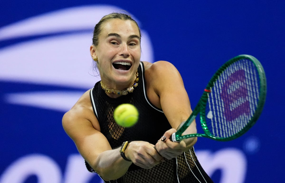 Aryna Sabalenka plays a shot