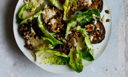Open sesame! Gill Meller’s aubergine, courgette and lettuce salad with tahini dressing.