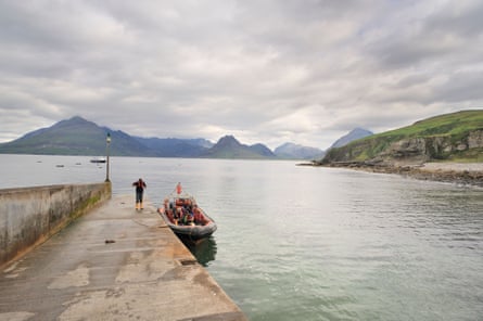 Rib boat taking tourists to the Cuillin Hills from Elgol.