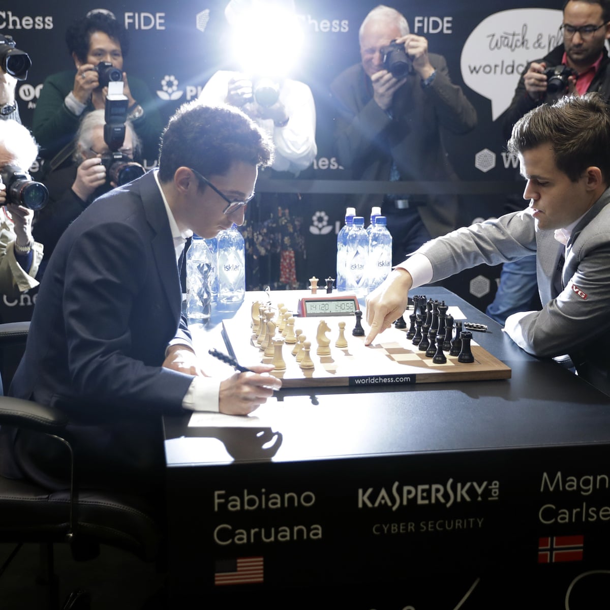 Magnus Carlsen And Fabiano Caruana Head To Tie Breaker After Game 12 Draw World Chess Championship 2018 The Guardian Fabiano Vs Magnus World Chess Championship 2022
