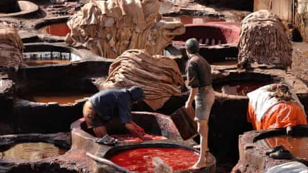 Leather tanning in India.