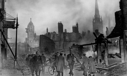 The morning after a bombing raid on Coventry in 1940.
