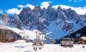 Ski lift to the slopes, San Candido, Italy.