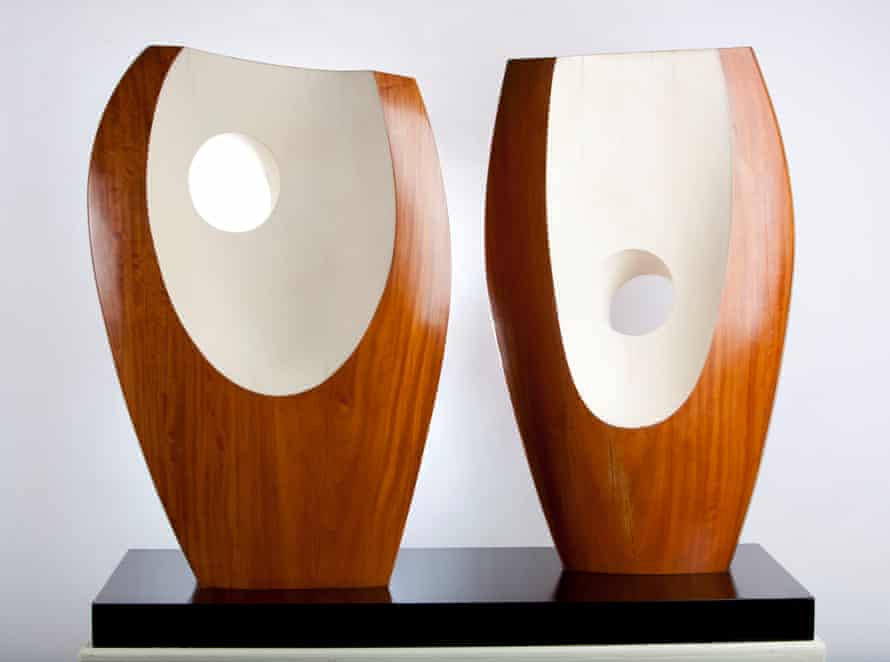 Two Forms with White (Greek), 1963, by Barbara Hepworth.