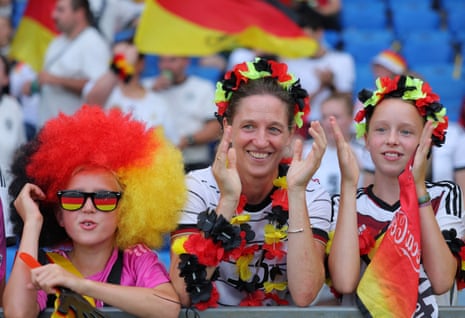Some Germany fans await the match with France.
