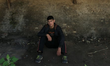Farridulah, a 16-year-old Afghan, at the abandoned brick factory in Subotica. Varga described it as his ‘church’.