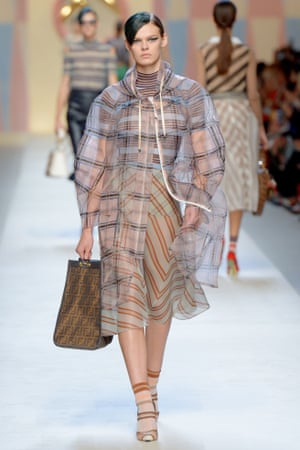 A logo bag at the Fendi show.