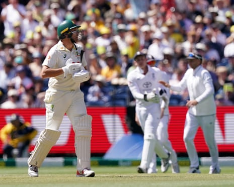 Scott Boland is dismissed by Gus Atkinson on day two of the fourth Ashes Test