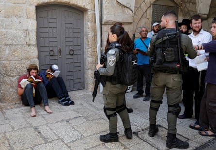 The entrance to Al-Aqsa compound, also known to Jews as Temple Mount, following a visit by Itamar Ben-Gvir, in Jerusalem’s Old City on 27 July 2023.