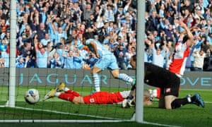 El último gol de Sergio Agüero para ganar el título en 2012, un momento que  Pep Guardiola ha calificado como el más importante en la historia del Manchester City.