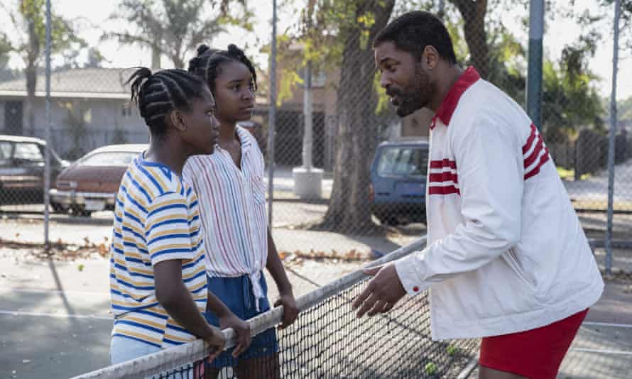 Will Smith with Demi Singleton, left, and Saniyya Sidney in King Richard