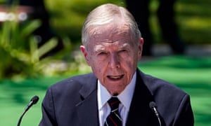 Pete Wilson speaks at the Richard Nixon Presidential Library, in Yorba Linda, California, in July.