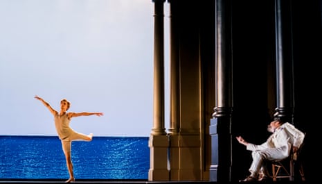Mark Padmore, right, as Aschenbach, with the Royal Ballet’s Leo Dixon as Tadzio, in Death in Venice at the Royal Opera House.