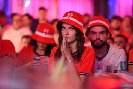 England fans watching before the team’s first goal against Mexico