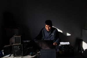 Padilla Tashbekov in the office of the CBT Sary-Mogol tourism company.