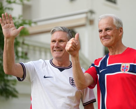Keir Starmer and Jonas Gahr Støre at the British embassy on the sidelines of the Nato summit in Ankara.