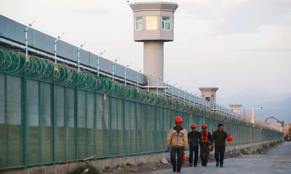 Perimeter fence of a so-called vocational skills education centre in Dabancheng, Xinjiang.