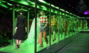 Models on catwalk at Gucci show