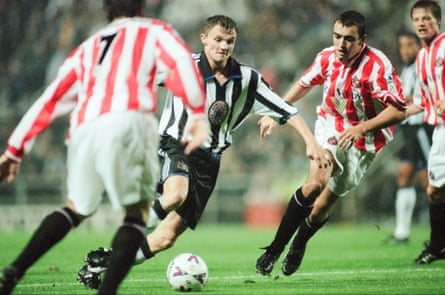 Paul Robinson in the infamous Tyne-Wear derby in 1999.