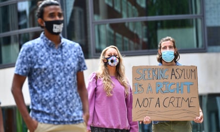 Campaigners outside the Home Office in London protesting against the conditions inside Brook House in August.