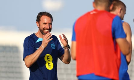 Gareth Southgate during an England training session in Al Wakrah.