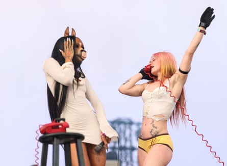 HorsegiirL performs with Rhian Teasdale of Wet Leg at Coachella earlier this month.