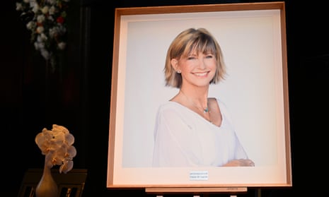 A picture of Olivia Newton-John at her memorial service