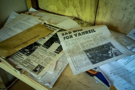 Newspaper cuttings recall Vanriel’s boxing heyday.