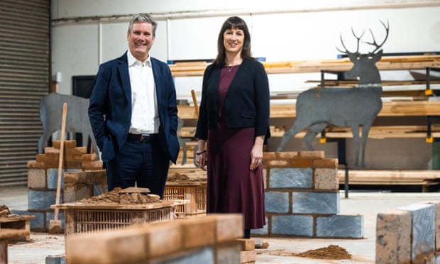 Keir Starmer and the shadow chancellor, Rachel Reeves, in a warehouse in Stoke last week.