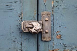 Lock on blue door