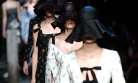 Models on the catwalk at the Erdem show at London fashion week on Monday.