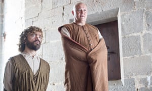 Conleth Hill as Varys and Peter Dinklage as Tyrion Lannister in Game Of Thrones.