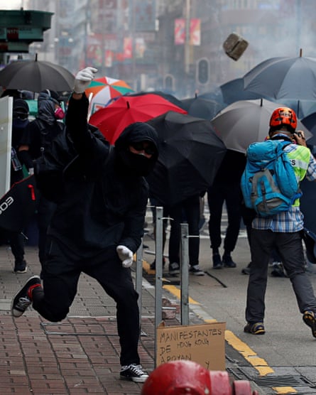 Anti-government demonstrators protest in Hong Kong.