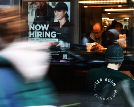 A ‘now hiring’ sign in New York City in November.