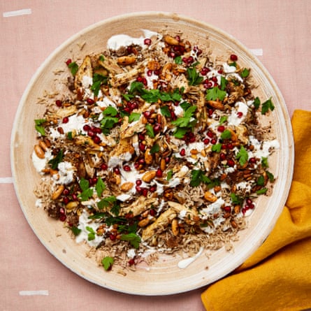 Yotam Ottolenghi’s cinnamon rice with lamb and shredded chicken.