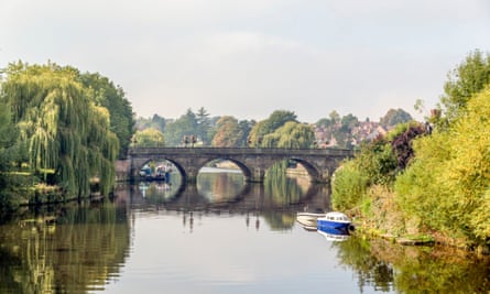 The English bridge over the River Severn in Shrewsbury