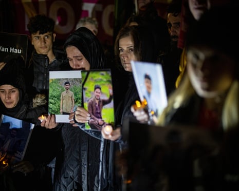 Mourners holding a vigil in London in November 2021 for those who died in the Channel disaster.