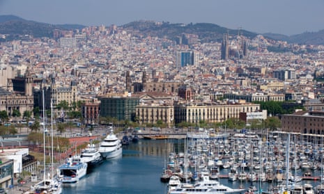 The city of Barcelona, seen from the port.