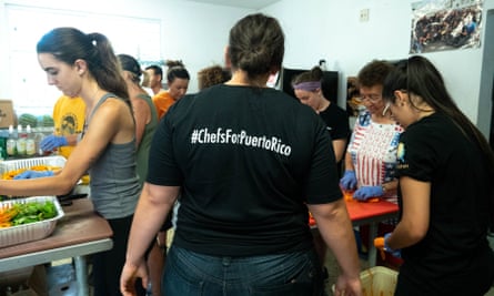 Executive chef Griselle Vila, back to camera, is part of the World Central Kitchen initiative in Puerto Rico.