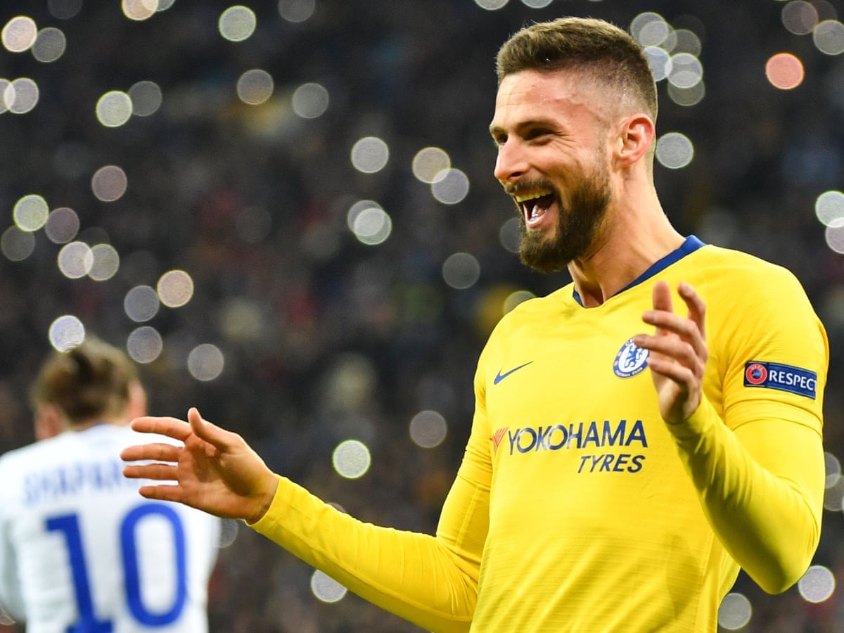 Olivier Giroud S Perfect Hat Trick Fires Chelsea Into Europa League Last Eight Europa League The Guardian Olivier Giroud S Perfect Hat Trick Fires Chelsea Into Europa League Last Eight Europa League The Guardian