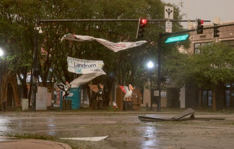 Debris is seen in an intersection of a Florida street.