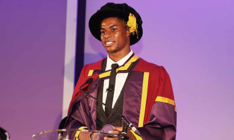 Marcus Rashford receives an honorary doctorate from the University of Manchester.
