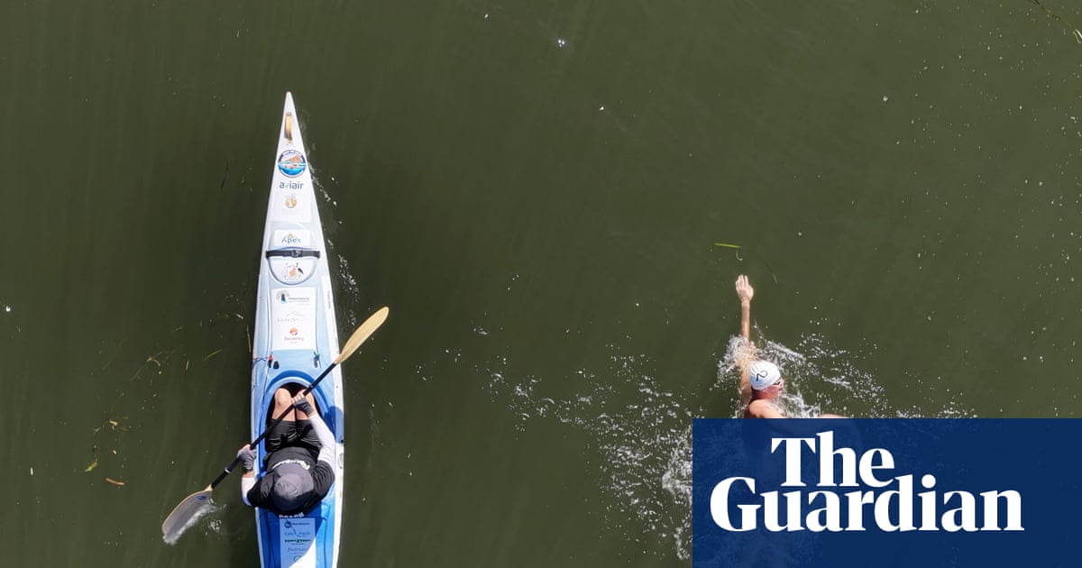 Ultramarathon swimmer sets record pace over 55km in crocodile-filled Australian river