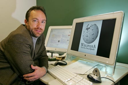 ‘I literally work every day in an office in my basement. And that’s my happy place.’ Wales in 2005 in his office in St Petersburg, Florida.