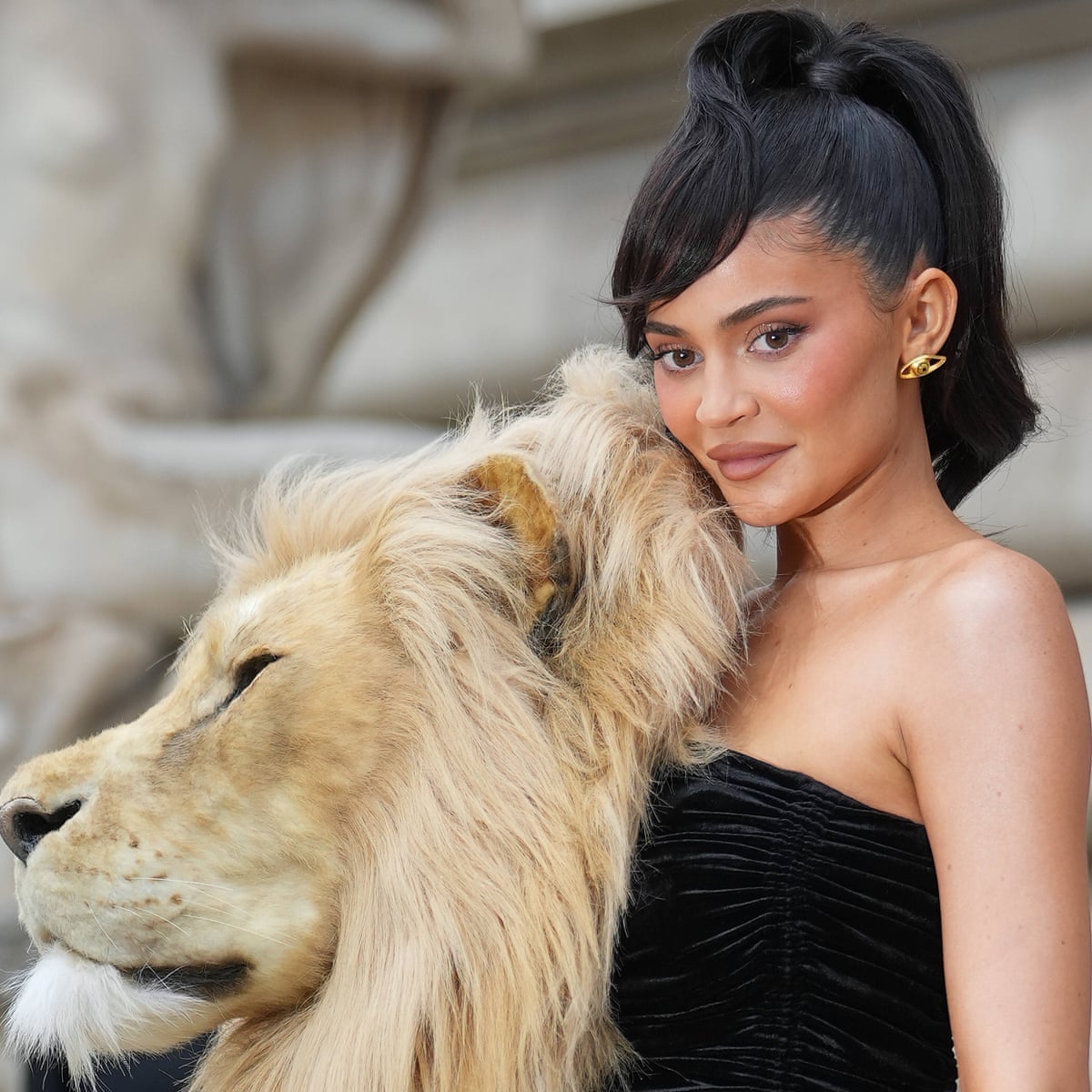 No animals were harmed': Kylie Jenner's ultra-realistic lion head sparks  uproar at Paris fashion week | Paris fashion week | The Guardian