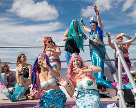 Gone mainstream … mermaids gather at Tinside Lido in Plymouth, Devon, to break the world record for the biggest mermaid gathering.