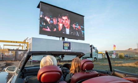 Grease is the word … a drive-in showing at the Harland and Wolff Belfast shipyard this month.